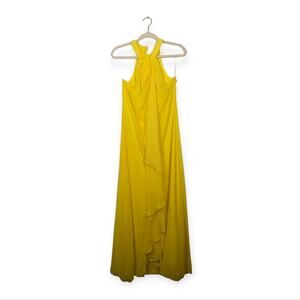 Meghan Los Angeles Yellow Aphrodite Ruffle Halter Maxi Dress Size S